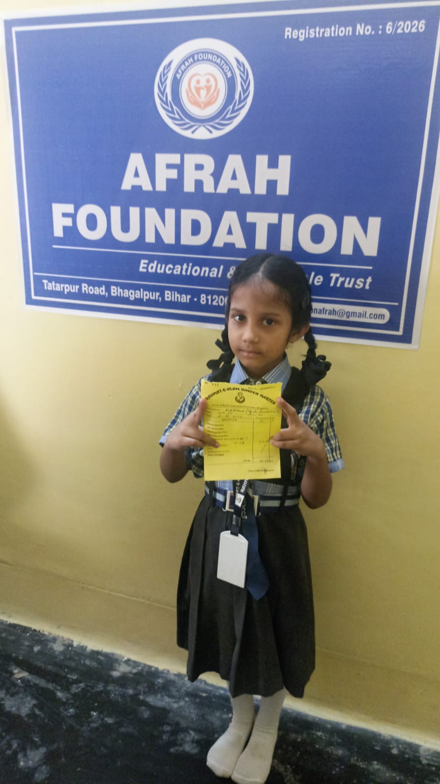 Sponsored student with fee receipt